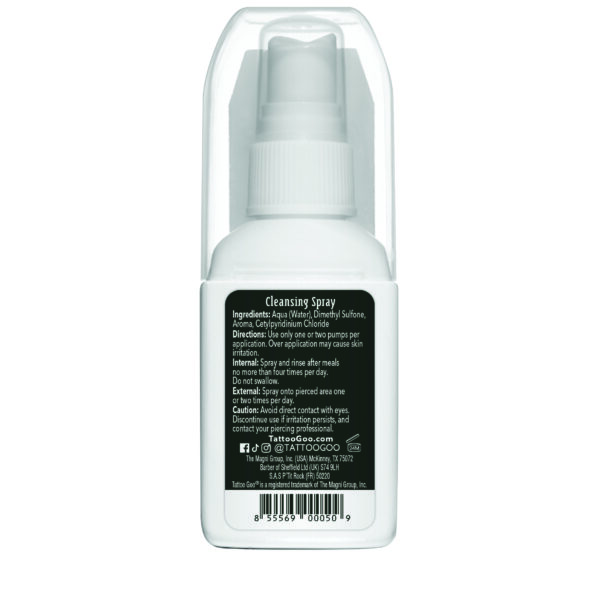 Piercing Care cleansing spray bottle back